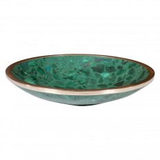Brass trimmed malachite bowl